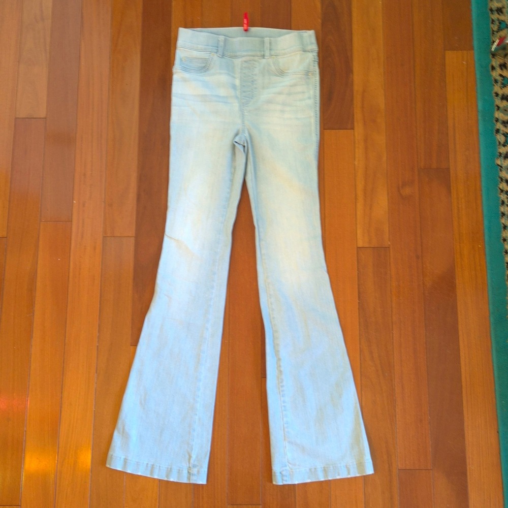 Spanx Flare Jeans Womens Small Light Blue Pull On High Rise Stretch Denim size s